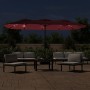Sombrilla doble con luces LED rojo burdeos 449x245 cm de vidaXL, Sombrillas - Ref: Foro24-362957, Precio: 217,51 €, Descuento: %