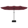 Sombrilla doble con luces LED rojo burdeos 449x245 cm de vidaXL, Sombrillas - Ref: Foro24-362957, Precio: 217,51 €, Descuento: %
