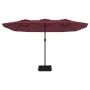 Sombrilla doble con luces LED rojo burdeos 449x245 cm de vidaXL, Sombrillas - Ref: Foro24-362957, Precio: 208,18 €, Descuento: %
