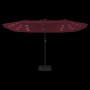 Sombrilla doble con luces LED rojo burdeos 449x245 cm de vidaXL, Sombrillas - Ref: Foro24-362957, Precio: 217,51 €, Descuento: %