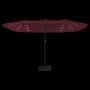 Sombrilla doble con luces LED rojo burdeos 449x245 cm de vidaXL, Sombrillas - Ref: Foro24-362957, Precio: 208,18 €, Descuento: %