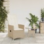 Silla de jardín reclinable con cojines ratán sintético beige de vidaXL, Sillas de jardín - Ref: Foro24-365641, Precio: 112,43...