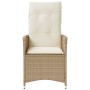 Silla de jardín reclinable con cojines ratán sintético beige de vidaXL, Sillas de jardín - Ref: Foro24-365641, Precio: 112,43...
