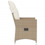 Silla de jardín reclinable con cojines ratán sintético beige de vidaXL, Sillas de jardín - Ref: Foro24-365641, Precio: 112,43...