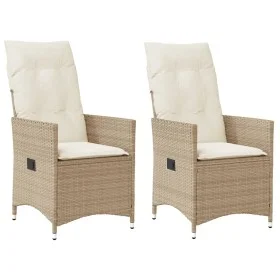 Sillones reclinables de jardín con cojines beige 2 uds ratán PE de vidaXL, Sillas de jardín - Ref: Foro24-365648, Precio: 238...