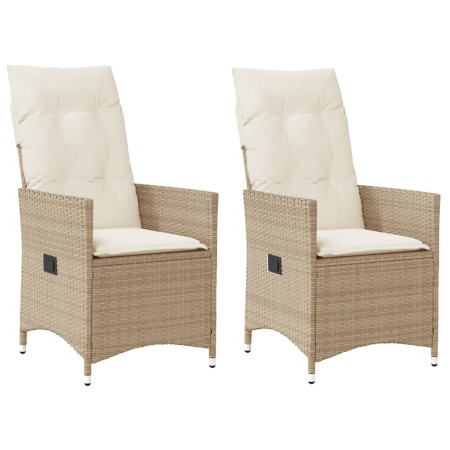 Sillones reclinables de jardín con cojines beige 2 uds ratán PE de vidaXL, Sillas de jardín - Ref: Foro24-365648, Precio: 217...