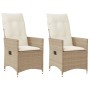 Sillones reclinables de jardín con cojines beige 2 uds ratán PE de vidaXL, Sillas de jardín - Ref: Foro24-365648, Precio: 217...