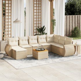 Set de sofás de jardín 9 pzas con cojines ratán sintético beige en Conjuntos de jardín | Comprar online en Foru.es
