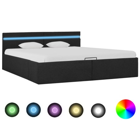Cama hidráulica con almacenaje y LED tela gris oscuro 180x200cm de vidaXL, Camas y somieres - Ref: Foro24-285605, Precio: 335...