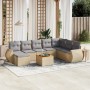 Set de sofás de jardín 9 pzas con cojines ratán sintético beige en Conjuntos de jardín | Comprar online en Foru.es