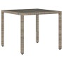 Mesa de jardín superficie de vidrio ratán PE gris 90x90x75 cm de vidaXL, Mesas de jardín - Ref: Foro24-365588, Precio: 109,83...