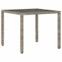 Mesa de jardín superficie de vidrio ratán PE gris 90x90x75 cm de vidaXL, Mesas de jardín - Ref: Foro24-365588, Precio: 109,83...
