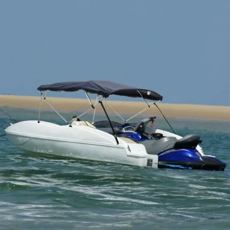 Toldo bimini 3 arcos con paredes laterales de malla de vidaXL, Cubiertas para almacenamiento de barcas - Ref: Foro24-94843, P...