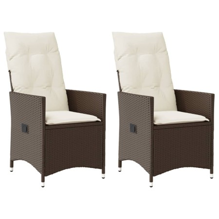 Sillones reclinables jardín con cojines marrones 2 uds ratán PE de vidaXL, Sillas de jardín - Ref: Foro24-365646, Precio: 227...