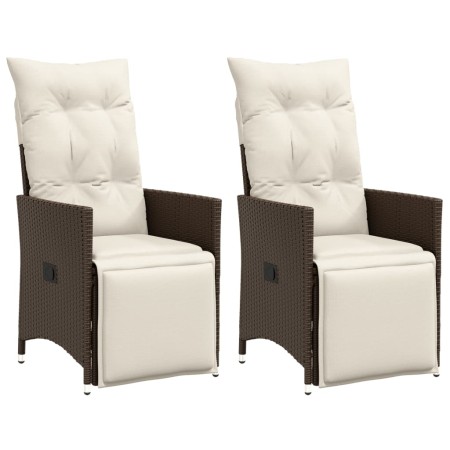 Sillones reclinables jardín con cojines marrones 2 uds ratán PE de vidaXL, Sillas de jardín - Ref: Foro24-365667, Precio: 237...