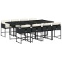 Set de comedor de jardín 9 pzas y cojines ratán sintético negro de vidaXL, Conjuntos de jardín - Ref: Foro24-3278045, Precio:...