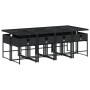 Set de comedor de jardín 9 pzas y cojines ratán sintético negro de vidaXL, Conjuntos de jardín - Ref: Foro24-3278045, Precio:...