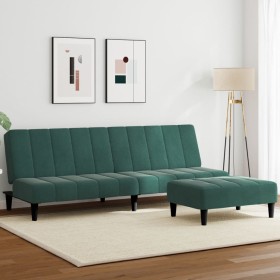 Sofá cama de 2 plazas con taburete terciopelo verde oscuro de vidaXL, Sofás - Ref: Foro24-3258094, Precio: 298,98 €, Descuent...