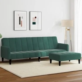 Sofá cama de 2 plazas con taburete terciopelo verde oscuro de vidaXL, Sofás - Ref: Foro24-3258100, Precio: 330,15 €, Descuent...