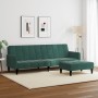 Sofá cama de 2 plazas con taburete terciopelo verde oscuro de vidaXL, Sofás - Ref: Foro24-3258100, Precio: 338,29 €, Descuent...