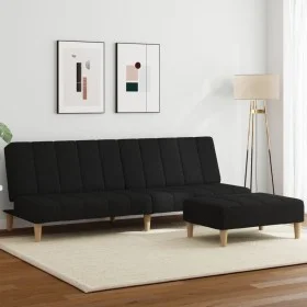 Sofá cama de 2 plazas con taburete tela negro de vidaXL, Sofás - Ref: Foro24-3258087, Precio: 305,79 €, Descuento: %
