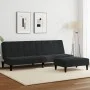 Sofá cama de 2 plazas con taburete terciopelo negro de vidaXL, Sofás - Ref: Foro24-3258095, Precio: 308,14 €, Descuento: %