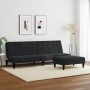 Sofá cama de 2 plazas con taburete terciopelo negro de vidaXL, Sofás - Ref: Foro24-3258095, Precio: 313,26 €, Descuento: %