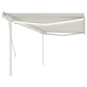 Toldo manual retráctil con luz LED crema 5x3,5 m de vidaXL, Toldos - Ref: Foro24-3070062, Precio: 571,04 €, Descuento: %
