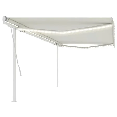 Toldo manual retráctil con luz LED crema 5x3,5 m de vidaXL, Toldos - Ref: Foro24-3070062, Precio: 571,62 €, Descuento: %