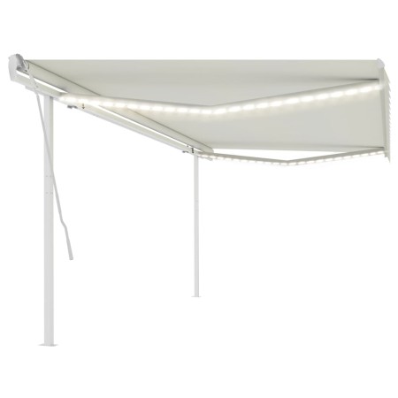 Toldo manual retráctil con luz LED crema 5x3,5 m de vidaXL, Toldos - Ref: Foro24-3070062, Precio: 571,04 €, Descuento: %