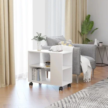 Mesa auxiliar de madera contrachapada blanco 70x35x55 cm de vidaXL, Mesas auxiliares - Ref: Foro24-802120, Precio: 46,74 €, D...