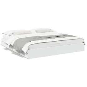 White engineered wood bed frame with drawers 180x200 cm by vidaXL, Beds and slatted bases - Ref: Foro24-3280636, Price: 178,8...