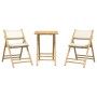 Juego bistró plegable de bambú 3 pzas con cojines blanco crema de vidaXL, Conjuntos de jardín - Ref: Foro24-3208933, Precio: ...