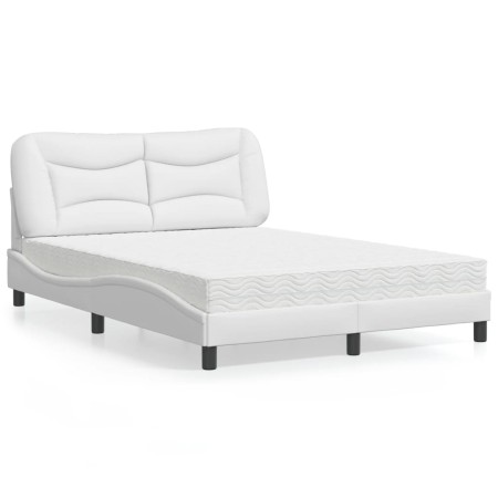 Cama con colchón cuero sintético blanco 140x190 cm de vidaXL, Camas y somieres - Ref: Foro24-3208718, Precio: 425,47 €, Descu...