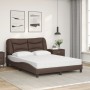 Cama con colchón cuero sintético marrón 140x200 cm de vidaXL, Camas y somieres - Ref: Foro24-3208726, Precio: 455,79 €, Descu...