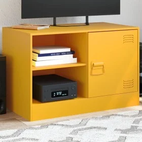 Mueble para TV de acero amarillo mostaza 67x39x44 cm de vidaXL, Muebles TV - Ref: Foro24-841697, Precio: 61,29 €, Descuento: %