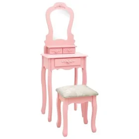 Juego de tocador y taburete madera paulownia rosa 50x59x136 cm de vidaXL, Tocadores para dormitorios - Ref: Foro24-289311, Pr...