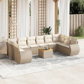 Set de sofás de jardín 11pzas con cojines ratán sintético beige en Conjuntos de jardín | Comprar online en Foru.es