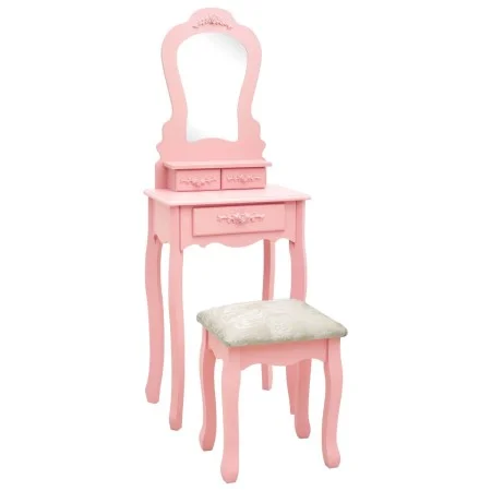 Juego de tocador y taburete madera paulownia rosa 50x59x136 cm de vidaXL, Tocadores para dormitorios - Ref: Foro24-289311, Pr...