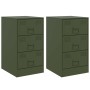 Mesitas de noche 2 unidades acero verde oliva 34,5x39x62 cm de vidaXL, Mesitas de noche - Ref: Foro24-841784, Precio: 141,22 ...
