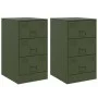 Mesitas de noche 2 unidades acero verde oliva 34,5x39x62 cm de vidaXL, Mesitas de noche - Ref: Foro24-841784, Precio: 139,84 ...