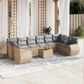 Set de sofás de jardín 11pzas con cojines ratán sintético beige en Conjuntos de jardín | Comprar online en Foru.es