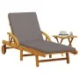 Tumbona con cojín y mesa madera maciza de acacia de vidaXL, Tumbonas - Ref: Foro24-3206363, Precio: 269,68 €, Descuento: %