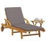 Tumbona con cojín y mesa madera maciza de acacia de vidaXL, Tumbonas - Ref: Foro24-3206363, Precio: 268,85 €, Descuento: %