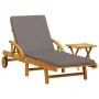 Tumbona con cojín y mesa madera maciza de acacia de vidaXL, Tumbonas - Ref: Foro24-3206363, Precio: 269,68 €, Descuento: %