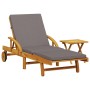 Tumbona con cojín y mesa madera maciza de acacia de vidaXL, Tumbonas - Ref: Foro24-3206363, Precio: 268,85 €, Descuento: %