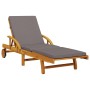 Tumbona con cojín y mesa madera maciza de acacia de vidaXL, Tumbonas - Ref: Foro24-3206363, Precio: 268,85 €, Descuento: %