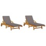 Tumbonas con mesa 2 unidades madera maciza de acacia de vidaXL, Tumbonas - Ref: Foro24-3206368, Precio: 507,14 €, Descuento: %