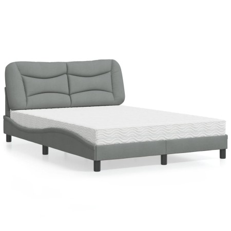 Cama con colchón tela gris claro 140x190 cm de vidaXL, Camas y somieres - Ref: Foro24-3208527, Precio: 396,96 €, Descuento: %