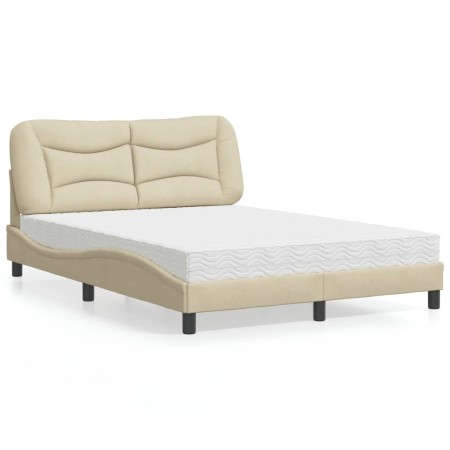 Cama con colchón tela color crema 120x200 cm de vidaXL, Camas y somieres - Ref: Foro24-3208525, Precio: 379,72 €, Descuento: %